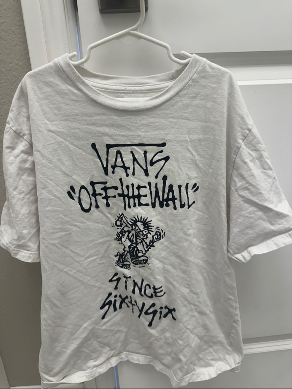 Vans White Tee with Black 'Off The Wall' Graphic